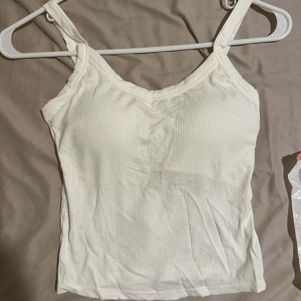 Women's Cream Ribbed Tank Top